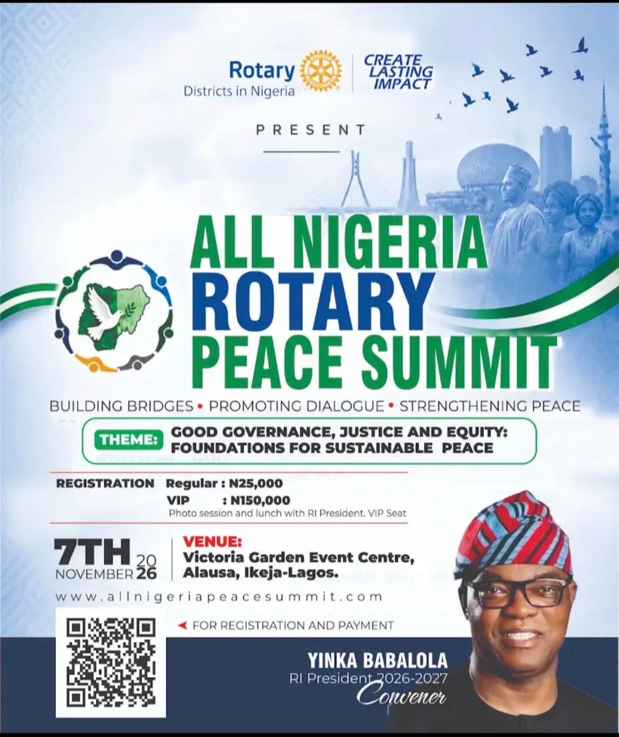 All Nigeria Rotary Peace Summit — poster 1